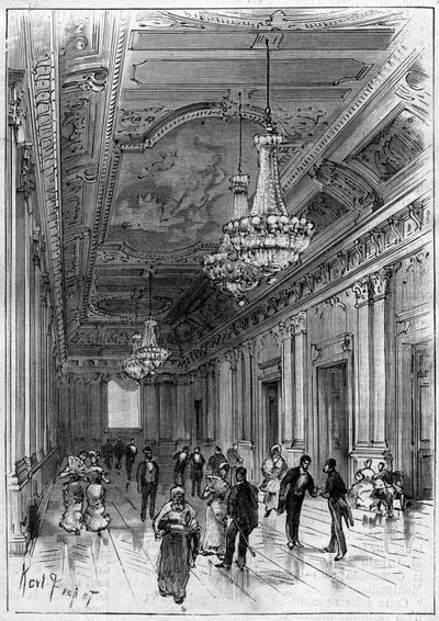 Konstantinovo divadlo v Alžírsku postavené architektem Paulem Jeanem Gionem (1838-1904) v letech 1877 až 1883 - přístupová galerie od Unknown artist
