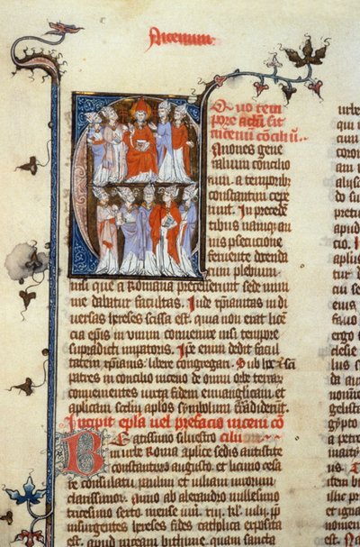 Nicejský koncil - rukopisná iluminace (starolatinský překlad prvních ekumenických koncilů připisovaných Isidorovi), středověk (ref. 365, 351r). B. Pane Toulouse. Žádost o autorizaci Městské knihovně v Toulouse (tel: 05 62 27 66 od Unknown artist