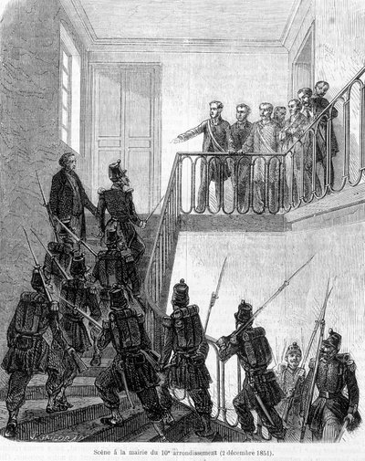 Státní převrat: zatčení poslanců na radnici 10. pařížského obvodu dne 2. prosince 1851. od Unknown artist