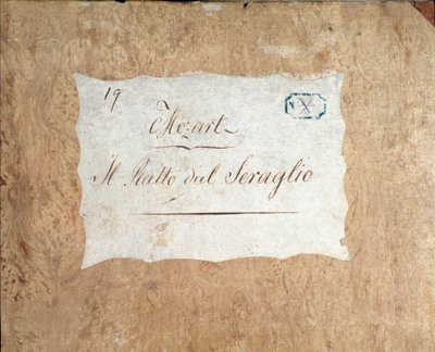 Obálka partitury pro Únos ze seraglia, Mozartova opera, verze Lichtenthal (1838) od Unknown artist