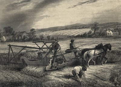 Žací stroj Cyruse McCormicka z roku 1831, vystavený na výstavě Crystal Palace v roce 1851. od Unknown artist