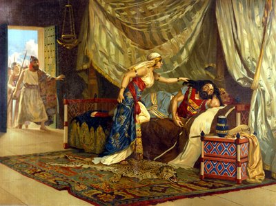 Dalila se chystá ostříhat Samsonovi vlasy, aby obnovila její sílu. 19. století. od Unknown artist