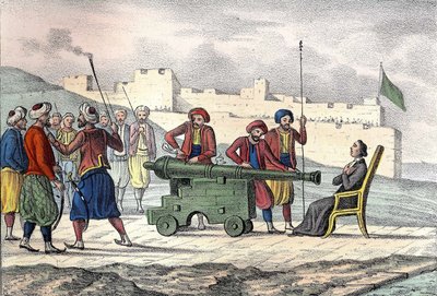 Smrt v Alžíru v roce 1683 otce LE VACHERA (Jean Levacher), francouzského misionáře během bombardování Alžíru Duquesnem. V „“L