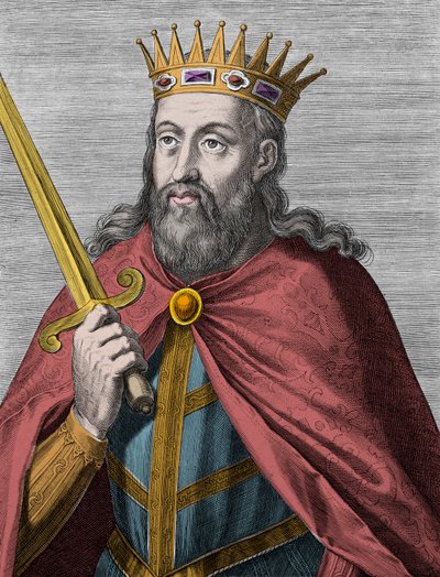 Denis Portugalský (farmářský král) - Denis I. Portugalský (1261-1325) (zemědělec - král trubadúr - otec vlasti - liberál) Rytina od Unknown artist