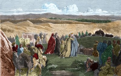Odešla Galswinthe (Galsuinde) (Galsuinte) (asi 545 - 567), franská královna v Neustrii a manželka Chilperika I. (franského krále), do Francie. Rytina v „“ Histoire De France En Cent Paintings od Paula Lehugeura „“ 1891. od Unknown artist