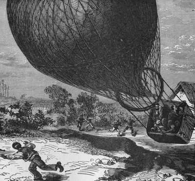 Sestup balónu „“ Zénith““ s těly CrocéSpinelliho a Sivel, kteří během výstupu zemřeli na asphixii, a Gaston Tissandier omdlel. In “Album de la Science””, Éditions Jouvet od Unknown artist