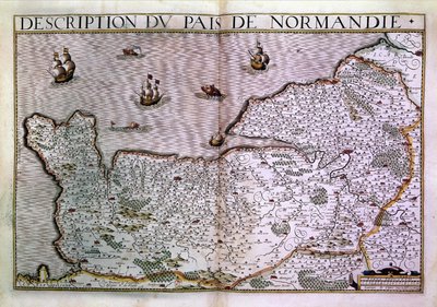 Popis Normandie pais. Mapa regionu Normandie v roce 1620. od Unknown artist