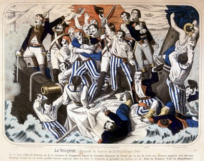 Zničení lodi „The Avenger““ anglickou flotilou, 1. června od Unknown artist
