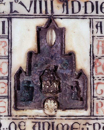 Detail mramorového náhrobku Simonetty a Percivalla Lercariho s reliéfem a rytinou od Unknown artist