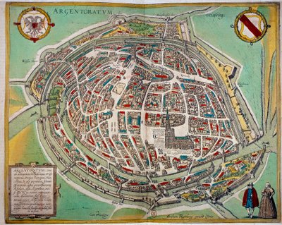 Podrobná mapa města Štrasburku od Abrahama Hogenberga (asi 1608-1653). Rytina 17. století Paris B.N. od Unknown artist
