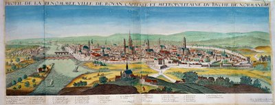 Detailní pohled na město Rouen v Normandii. Rytina ze 17. století. Paris B.N. od Unknown artist