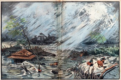 Devastace způsobená tsunami v Sanriku, Japonsko od Unknown artist