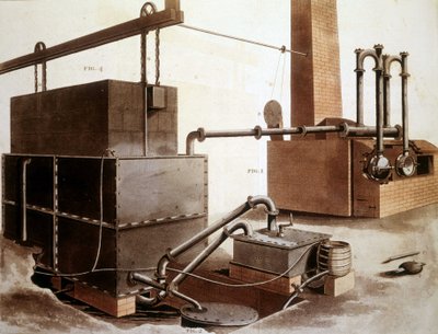 Diagram vysvětlující výrobu uhelného plynu, Londýn 1815. od Unknown artist