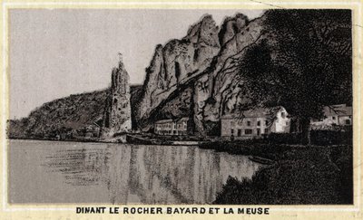Dinant, le Rocher Bayard et la Meuse, Valonsko, Belgie. Chromolitografie konce 19. století. od Unknown artist