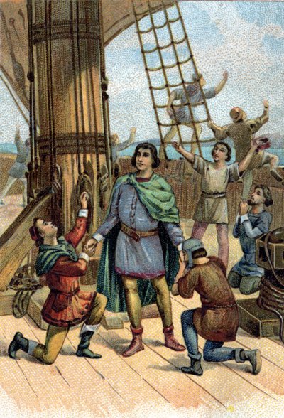 Objevení Ameriky Kryštofem Kolumbem (Cristoforo Colombo) v roce 1492. od Unknown artist