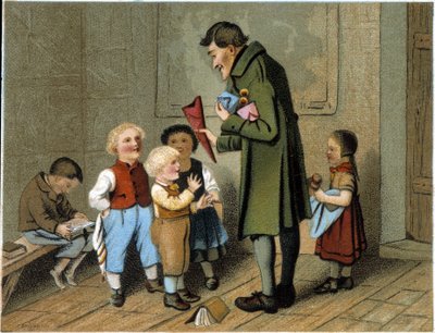 Rozdávání ocenění ve škole - chromolitografie, konec 19. století od Unknown artist