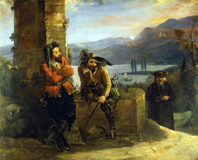 Don Abbondio v "Nevěstě" od Alessandra Manzoniho. Manzoniho dům. Milán od Unknown artist