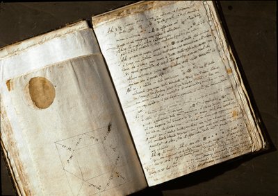 Dvojstrana "Medicea Stars" nebo Pianeti Medicei (Planetes mediceennes), rukopis italského astronoma a fyzika Galileo Galilei dit Galilee (1564-1642) napsaný pro Cosima de Medicis (Cosimo II de Medici), ve kterém odhaluje svůj objev od Unknown artist
