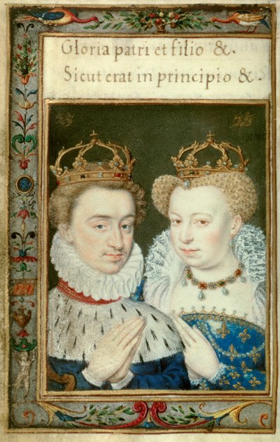 Dvojportrét francouzského krále Jindřicha IV. (1553-1610) a Marguerite de Valois (1553-1615) známé jako královna Margot. Miniatura z knihy hodin od Catherine de Medicis (Caterina de Medici) od Unknown artist