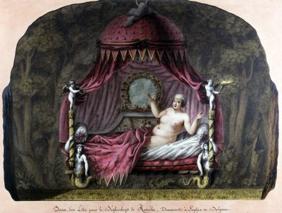 Kresba postele pro bey di Roumelie, žijící v Sophii, Bulharsko. Nahá žena ji zve, aby se k ní připojila. J. J. Lepreu. od Unknown artist