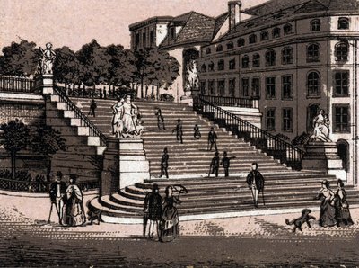 Drážďany, Německo: pohled na terasu Bruhlsche (Bruhlsche Terrace v Drážďanech). v „“ Svět ilustruje 168 pohledů““ Nedatováno (konec 19. století) od Unknown artist