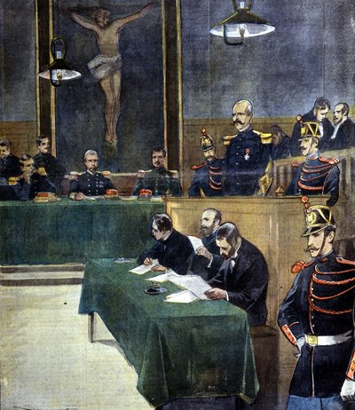 Dreyfusův případ, velitel Esterhazy na zasedání válečné rady od Unknown Artist