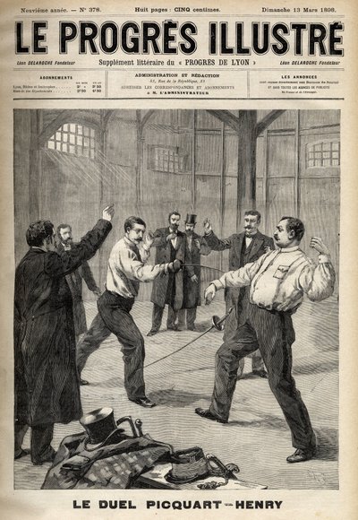 Dreyfusův případ: Souboj mezi podplukovníkem Georgesem Picquartem (1854-1914) a Hubertem Henrym (1846-1898) od Unknown artist