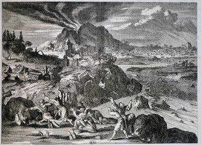 Zemětřesení v Tokiu v roce 1650 - rytina od Unknown artist