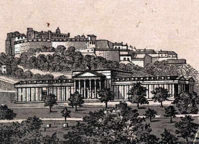 Edinburgh, Skotsko: pohled na Národní galerii v Edinburghu. v „“ Svět ilustruje 168 pohledů““ Nedatováno (konec 19. století) od Unknown artist
