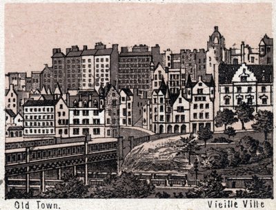 Edinburgh, Skotsko: pohled na staré město v Edinburghu. v „“ Svět ilustruje 168 pohledů““ Nedatováno (konec 19. století) od Unknown artist