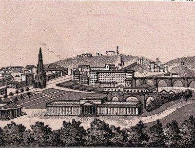 Edinburgh, Skotsko: pohled na město z hradu Edinburgh. v „“ Svět ilustruje 168 pohledů““ Nedatováno (konec 19. století) od Unknown artist
