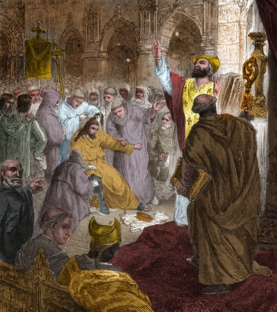 Konec dynastie Merovejců, 751: sesazení krále Childerika III. (714-754) Pepinem Briefem (714-768). od Unknown artist