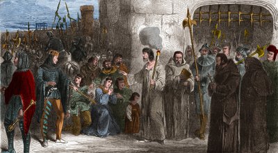 Enguerrand de Marigny (1260-1315) komorník a ministr krále Filipa IV. Bela kráčejícího na mučení v roce 1315. Rytina v „“ Histoire De France En Cent Paintings od Paula Lehugeura „“ 1891 - Enguerrand de Marigny (1260-1315) komorník a ministr F od Unknown artist
