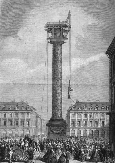 Ustavení nové sochy (představující Napoleona I.) nad sloupem Place Vendome v 1. pařížském obvodu dne 4. listopadu od Unknown artist
