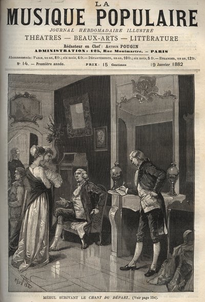 Etienne Nicolas (Etienne-Nicolas) Mehul (1763-1817) spisovatel „“Le chant du depart““ (revoluční píseň a hymnus na svobodu) – rytina do ilustrovaného týdeníku „“La musique populaire“““ – 1882 od Unknown artist
