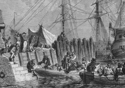 Evakuace Flesringe Angličany v roce 1802: nalodění nemocných - v „Histoire de France““ od Henriho Martina, sd. 19. století. od Unknown artist
