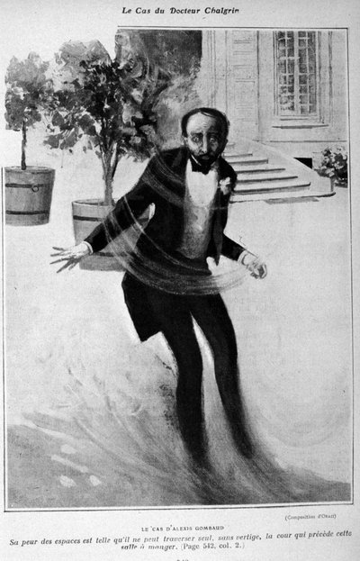 Příklad agorafobie nebo strachu z otevřených prostranství. Případ Alexise Gombauda, který nemohl sám přejít dvůr svého domu. od Unknown artist