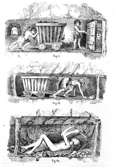 Využívání dětské práce v anglických uhelných dolech od Unknown artist