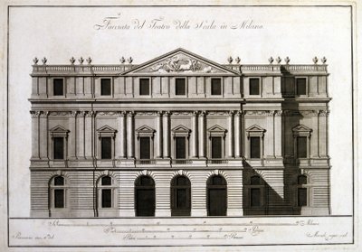 Fasáda divadla alla Scala v Miláně. od Unknown artist