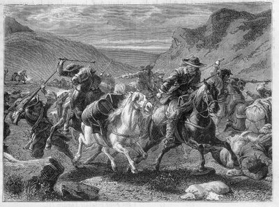 Falešní sauniers (False sauniers) útočí v záloze králových vojáků - v „Zázracích průmyslu“ od Louise Figuiera od Unknown artist