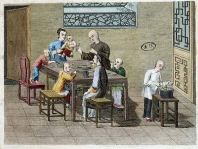 Rodinné jídlo v Číně v 19. století od Unknown artist