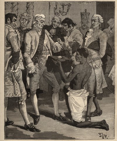 Slavné diamanty: „Zázraky divů“ představené brazilskému císaři Joaovi VI. Portugalskému (Jan VI známý jako Klement) (1767-1826), v roce 1809. Rytina z roku 1885 v „“ Les arts et metiers illustres““ od Adolfa BITARDA. od Unknown artist