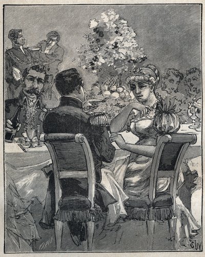 Slavné náhrdelníky: Josefínin perlový náhrdelník. Konzul Napoleon Bonaparte se ptá na původ perlového náhrdelníku na krku své manželky Josephine de Beauharnais (Marie Josephe Rose de Tascher de La Pagerie od Unknown artist