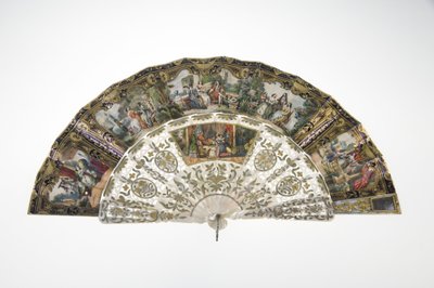 Vějíř, kolem roku 1860, Tištěný a malovaný papír, perleť, zlato, stříbro a měděné kovy a zrcadlo, Výrobce neznámý od Unknown artist