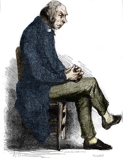 Otec Goriot. Rytina poloviny 19. století. Ilustrace k „Otec Goriot“ od Honore de Balzac (1799-1850). od Unknown artist