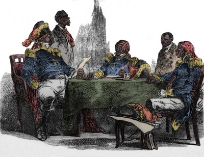 Faustin Soulouque (1782-1867) dit Faustin I., císař Haiti v letech 1847 až 1859, zastoupený na setkání Rytina z „Emporio picturesco“ 1850 od Unknown artist