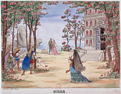 Závěrečná scéna opery "Hulda" od Unknown artist