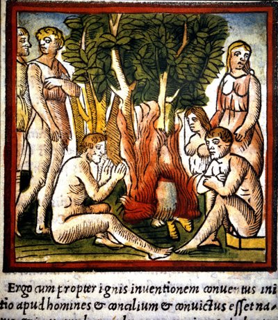Oheň a primitivové - v ""De architectura"" z Vitruva od Unknown artist