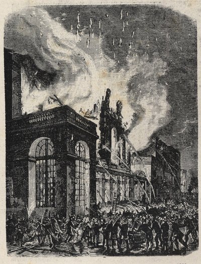 Požár Opery de la rue Lepelletier (Le Peletier) v Paříži 28. října od Unknown artist