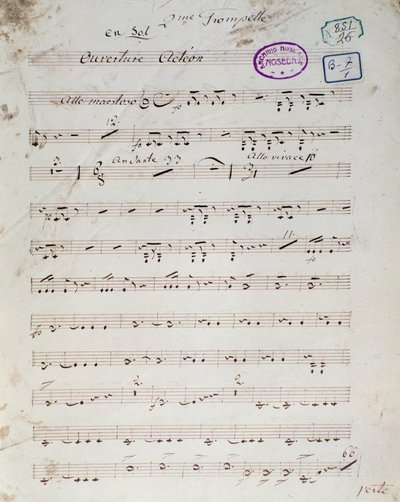První strana hudební partitury “” Acteon”” anglické opery comique od Daniela Francoise Esprita Aubera od Unknown artist